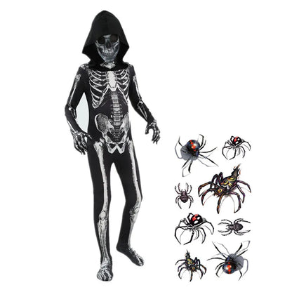 Grim Reaper Skeleton Hooded Costume for Kids