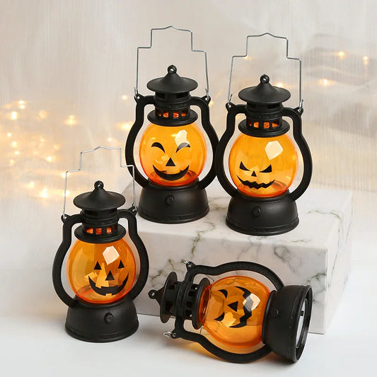 LED Hanging Pumpkin & Ghost Lantern – Retro Halloween Decor