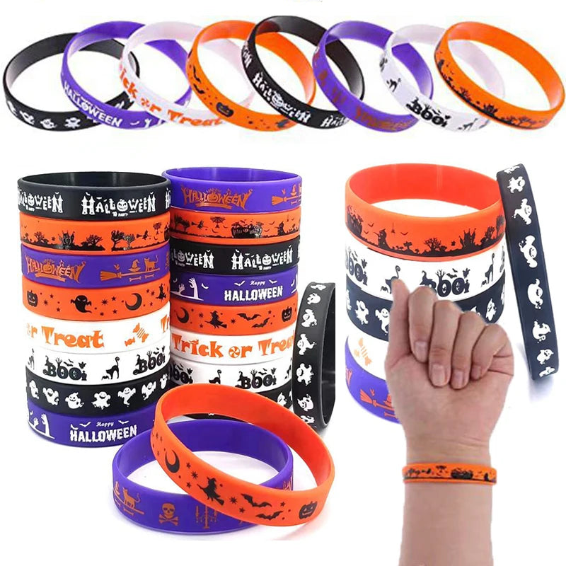 Happy Halloween Silicone Wristbands, 12 or 24 Pack – Party Favors