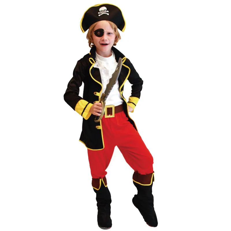 Kids Pirate Costume for Boys - Halloween Caribbean Captain Costume Set