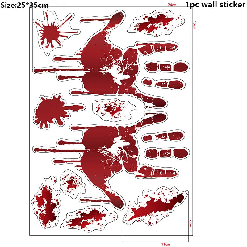 Bloody Handprint & Skull Window Stickers – Halloween Decor