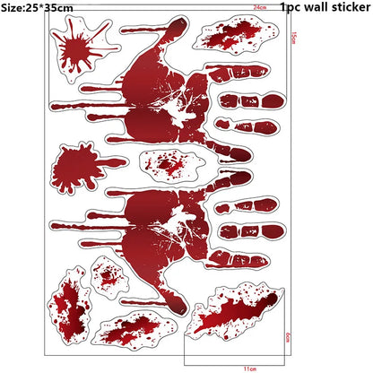 Bloody Handprint & Skull Window Stickers – Halloween Decor