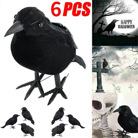 Realistic Black Crow Figures – Halloween Decor, 1 or 3 Pack