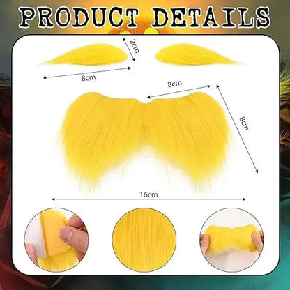 Orange Bodysuit Costume with Moustache & Eyebrows - Kids & Adult Halloween Jumpsuit
