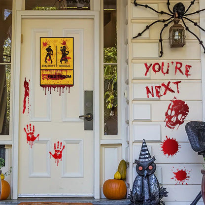 Bloody Handprint & Skull Window Stickers – Halloween Decor