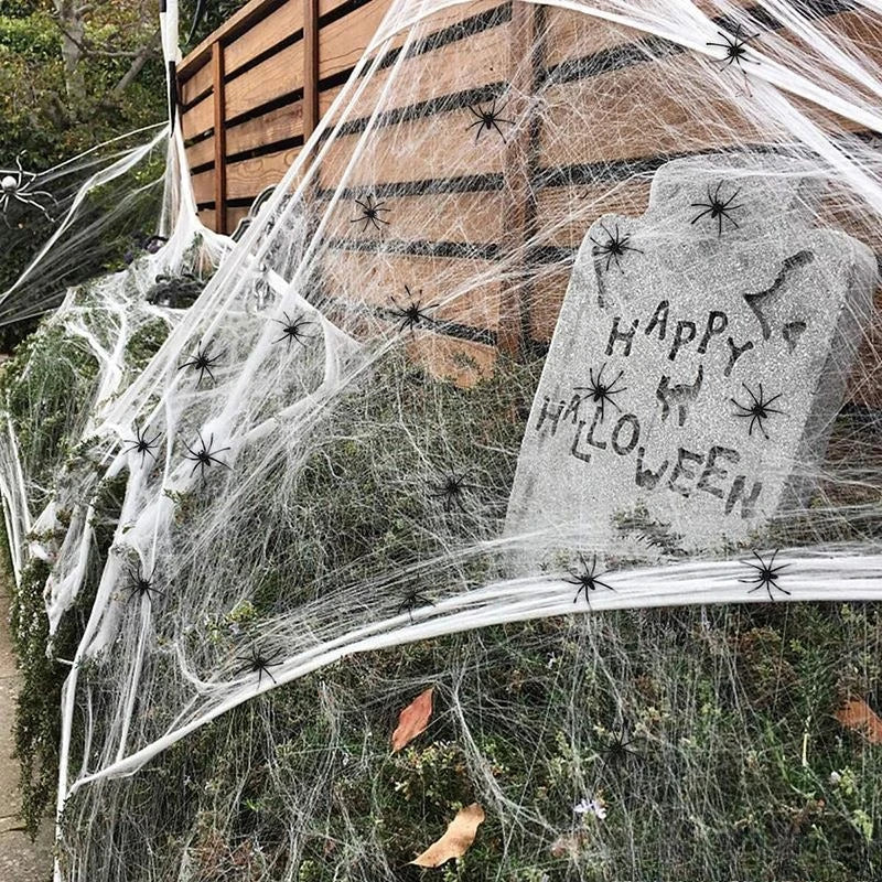 Stretchy Spider Web Cobweb – Halloween Party Decor, 1–10 Bags