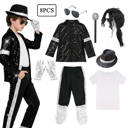 80s Pop Icon Dance Costume for Boys - Halloween Hip Hop Performance Outfit
