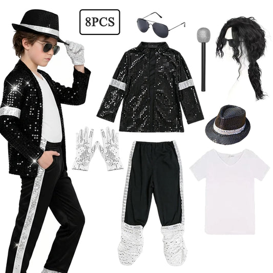 80s Pop Icon Dance Costume for Boys - Halloween Hip Hop Performance Outfit
