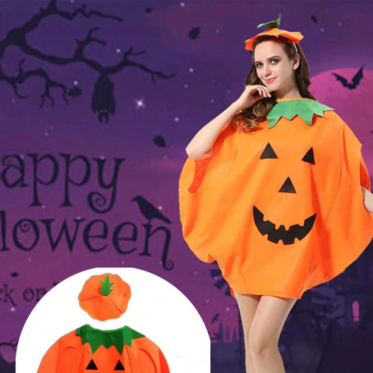Pumpkin Costume Set with Hat – Adult Halloween Costume