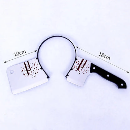 Halloween Bloody Prank Headband — 3D Fake Weapon Hair Accessory