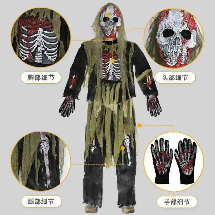 Zombie Skeleton Costume for Kids & Adults – Scary Halloween Outfit