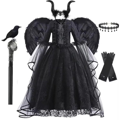Evil Witch Costume for Girls – Black Tulle Fantasy Dress