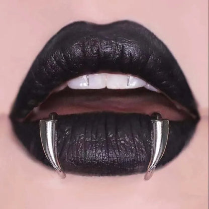 Gothic Sharp Teeth Lip Clip — Stainless Steel Non-Piercing Fake Lip Ring for Halloween