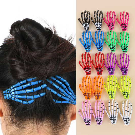 Skeleton Hand Hair Clips — Gothic Halloween Hair Accessories, Multi-Pack