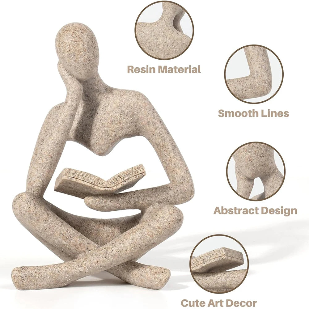 Abstract Thinker Sculpture – Modern Resin Decorative Figurine