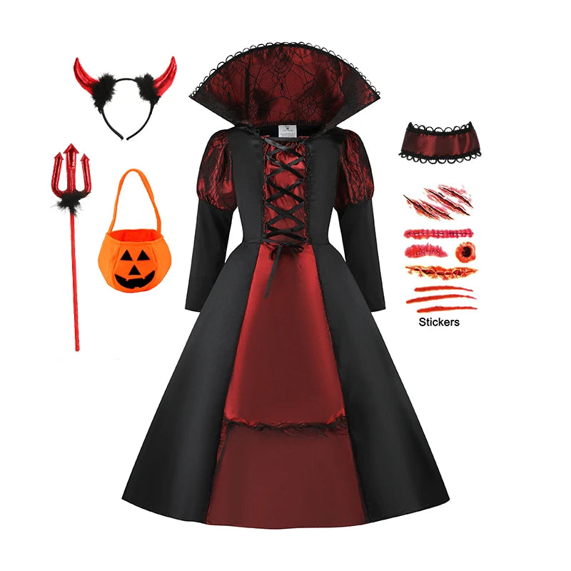 Kids Vampire Costume Set with Trident & Tattoo Stickers - Boys & Girls