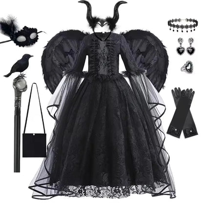 Evil Witch Costume for Girls – Black Tulle Fantasy Dress