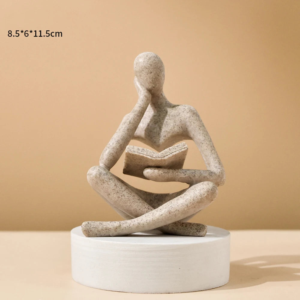 Abstract Thinker Sculpture – Modern Resin Decorative Figurine