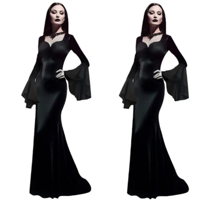 Gothic Vampire Witch Costume for Women – Black Halloween Dress