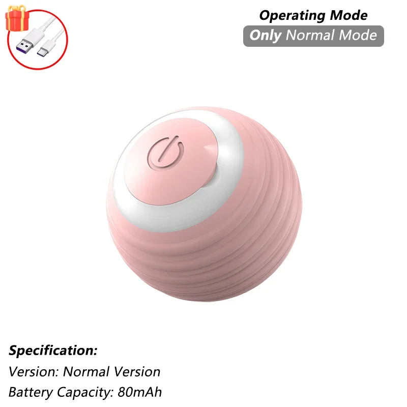 Pink electronic device with a white button on a white background, featuring text about operating mode and specifications.