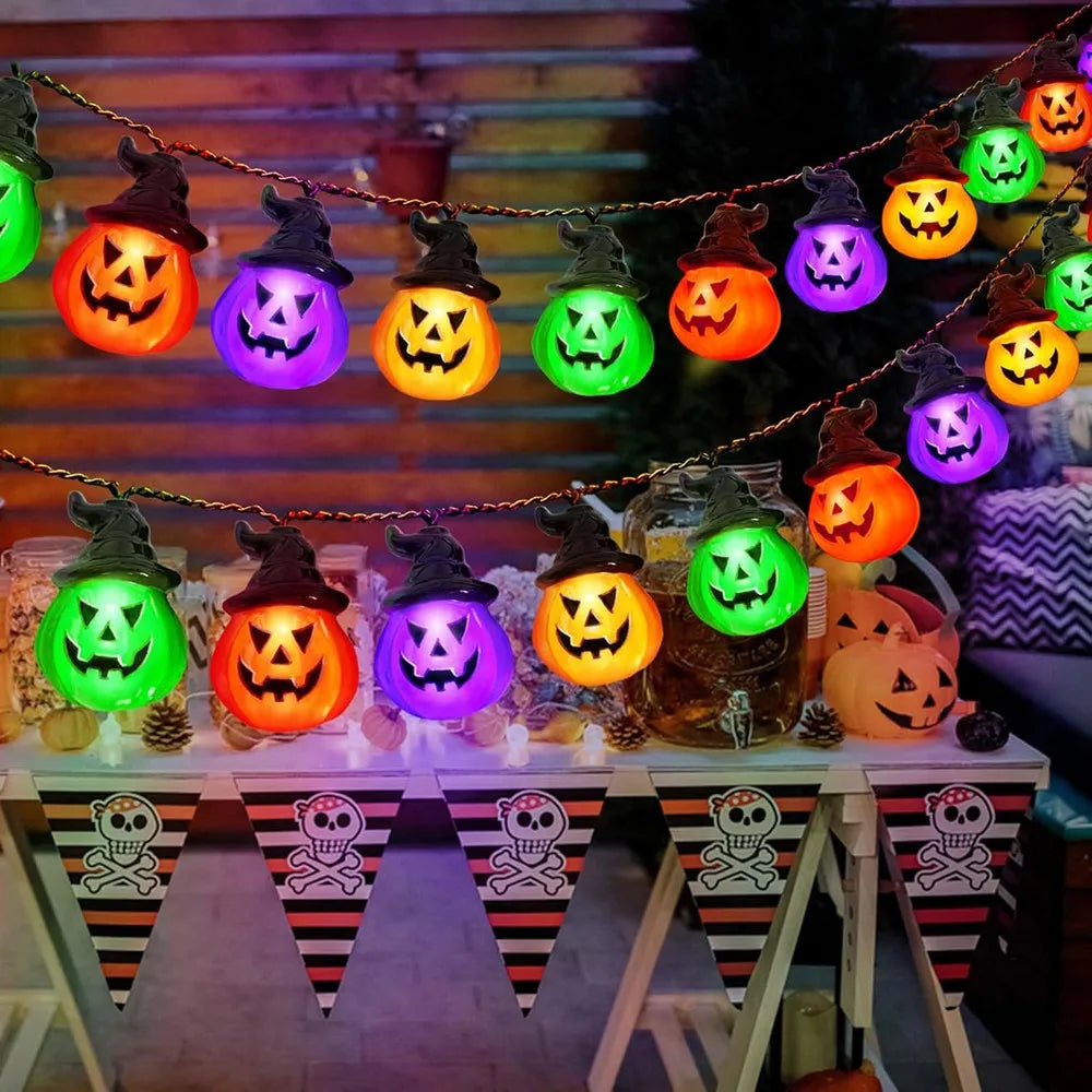 Pumpkin String Lights - RGB LED Indoor Outdoor Halloween Decor