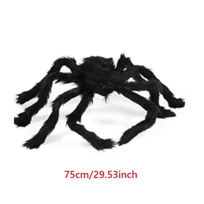 Giant Black Plush Spider Halloween Decoration - Indoor Outdoor Haunted House Prop