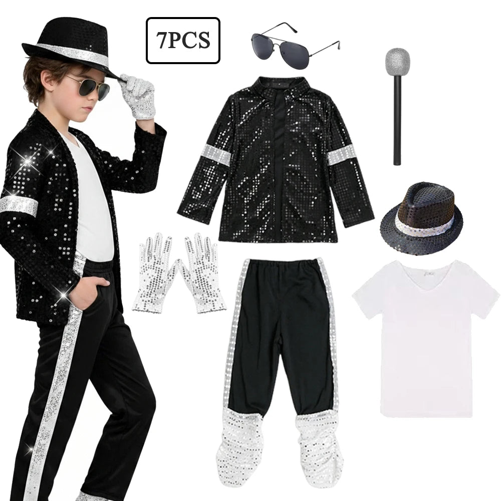 80s Pop Icon Dance Costume for Boys - Halloween Hip Hop Performance Outfit