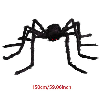 Giant Black Plush Spider Halloween Decoration - Indoor Outdoor Haunted House Prop