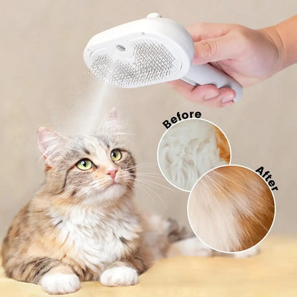 Pet Steam Grooming Brush – Spray Deshedding Comb for Dogs & Cats