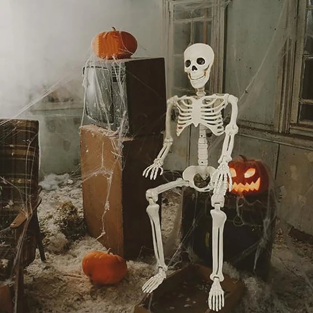 Posable Plastic Halloween Skeleton – 40cm Horror Decoration