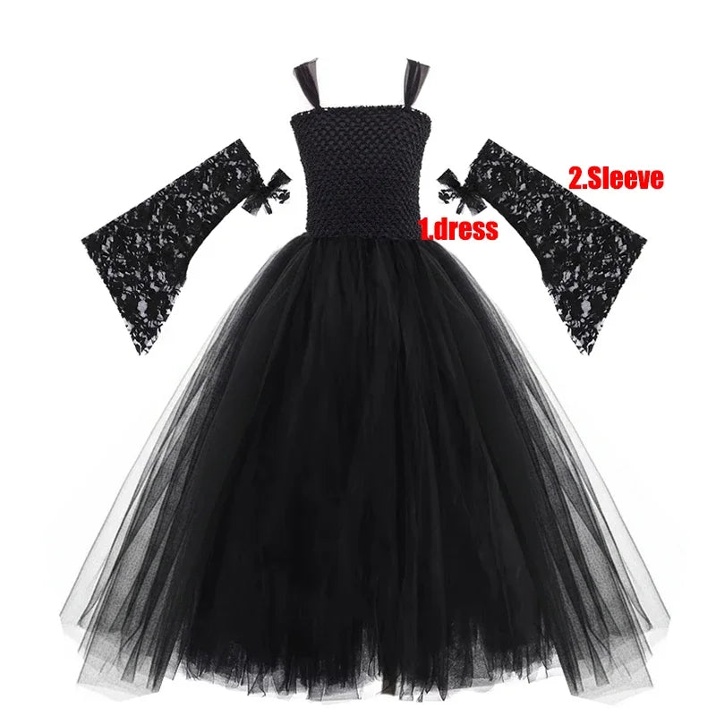 Girls Witch & Vampire Fancy Dress Costume with Accessories