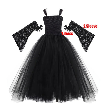 Girls Witch & Vampire Fancy Dress Costume with Accessories