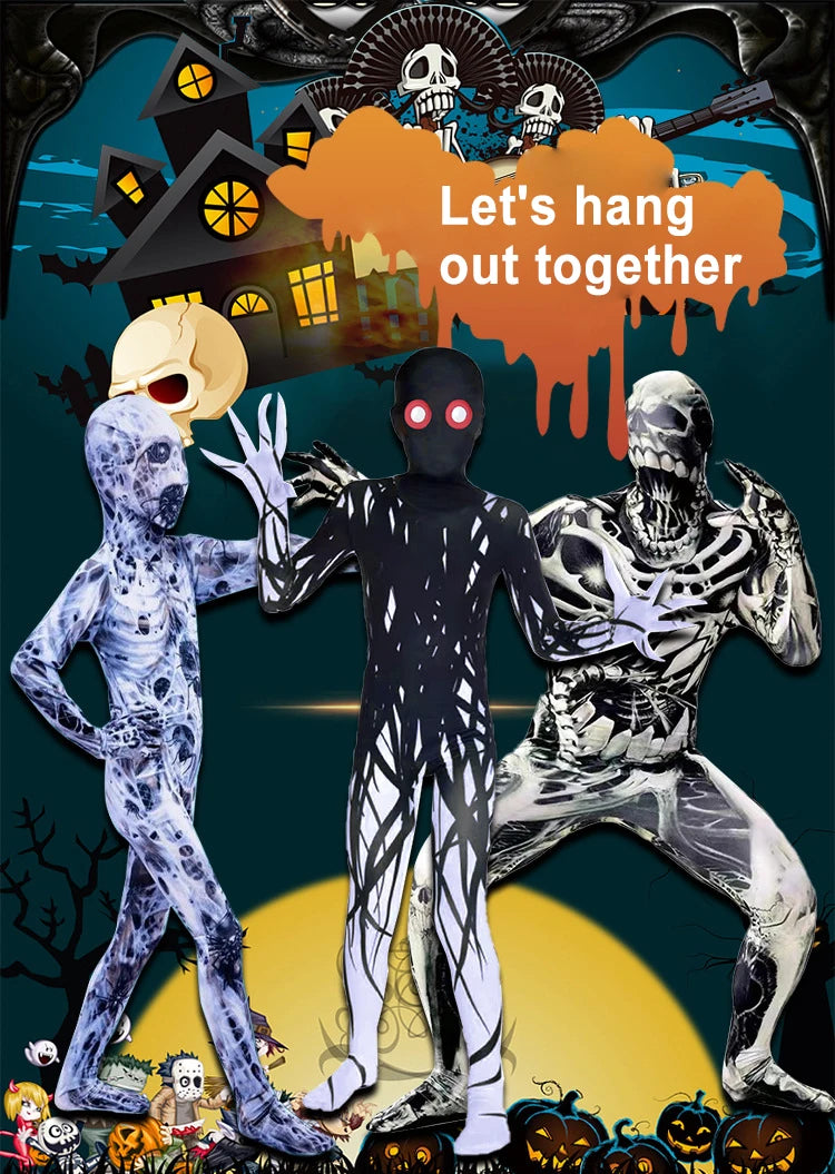 Kids Zombie & Vampire Cosplay Jumpsuit - Halloween Costume for Children