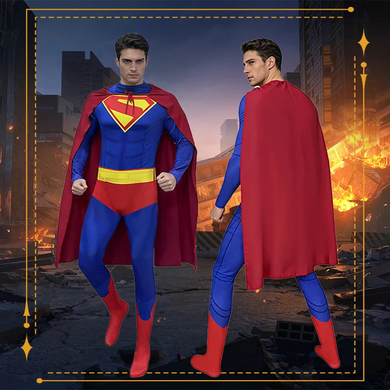 Caped Hero Cosplay Costume - Elastic Jumpsuit for Men & Women