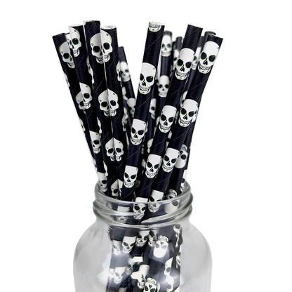 Halloween Paper Straws — Spider, Skull, Pumpkin & Bat Party Supplies