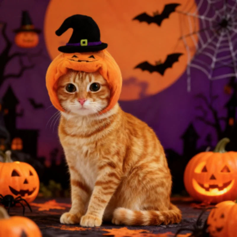 Halloween Pumpkin Plush Pet Hat