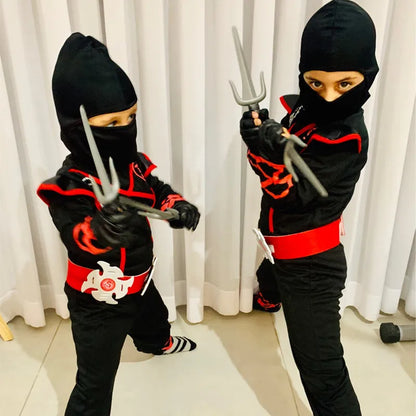Ninja Warrior Deluxe Costume for Kids with Weapon Accessories - Halloween Kung Fu Outfit