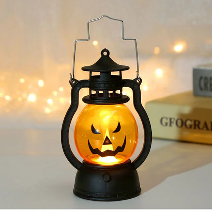LED Hanging Pumpkin & Ghost Lantern – Retro Halloween Decor