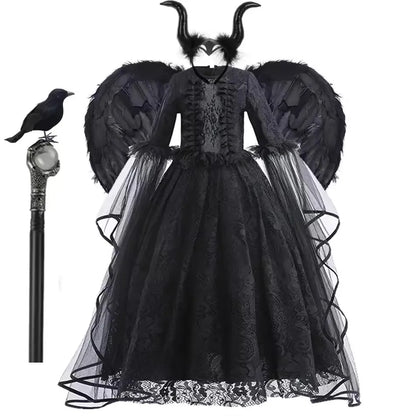 Evil Witch Costume for Girls – Black Tulle Fantasy Dress