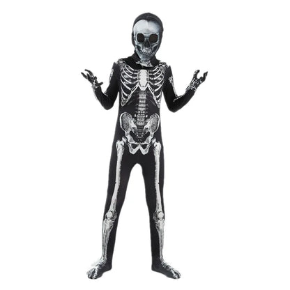 Grim Reaper Skeleton Hooded Costume for Kids