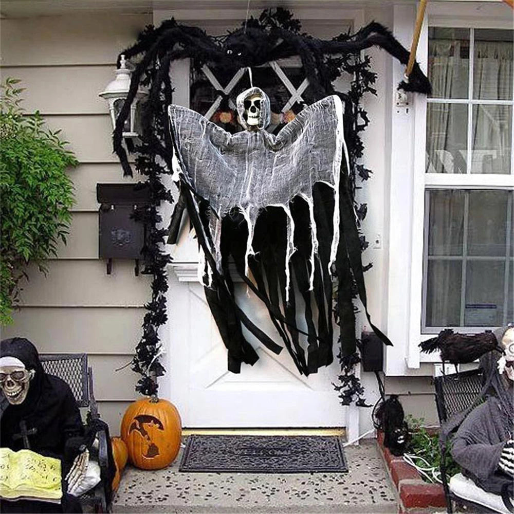 Hanging Skull Ghost Decoration – Outdoor Halloween Prop