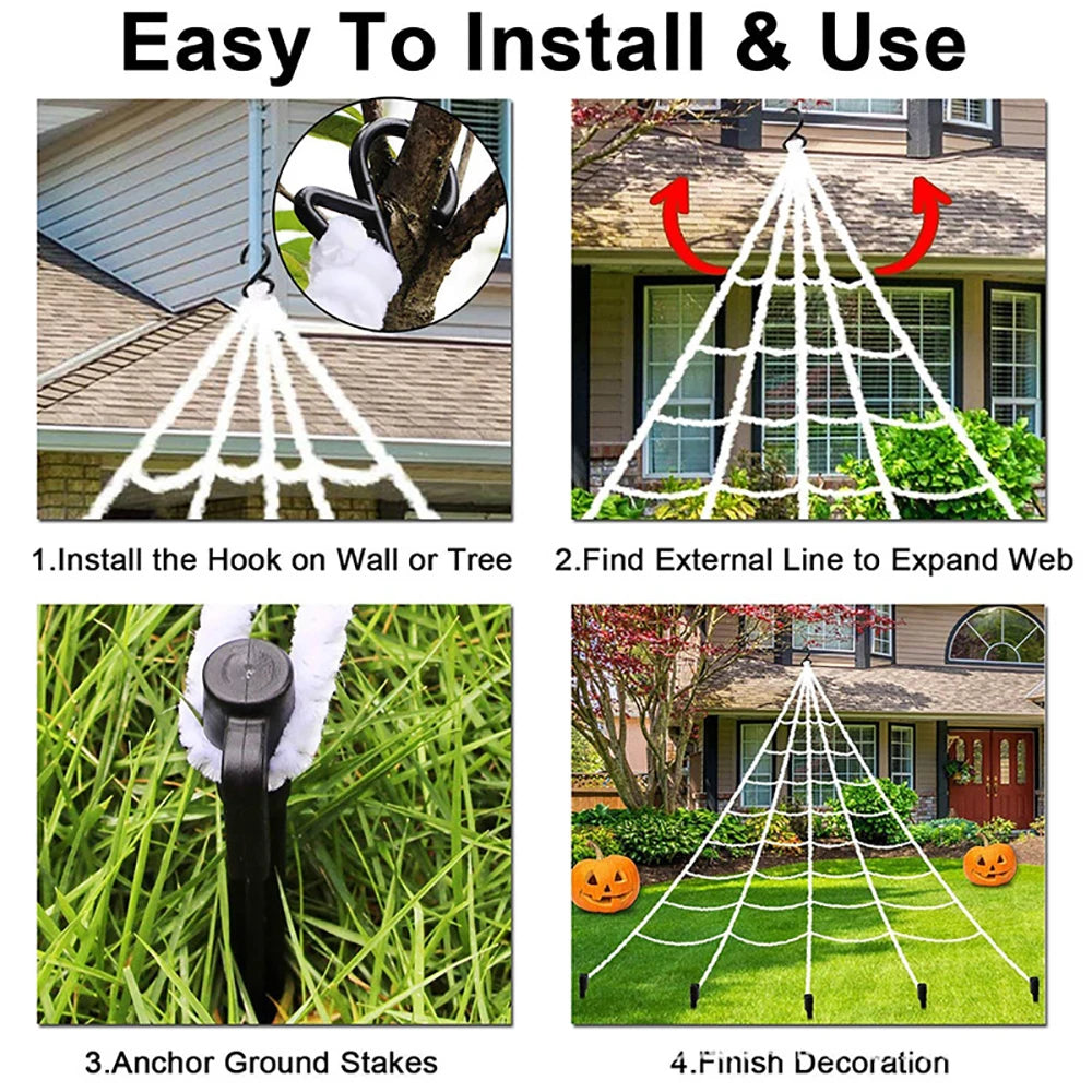 Large Triangle Spider Web, 5m – Outdoor Halloween Yard Decor