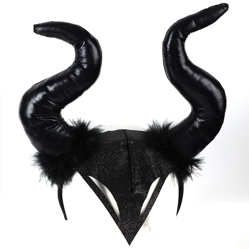 Oversized Demon Horn Headband — Halloween Evil Queen & Witch Costume Accessory