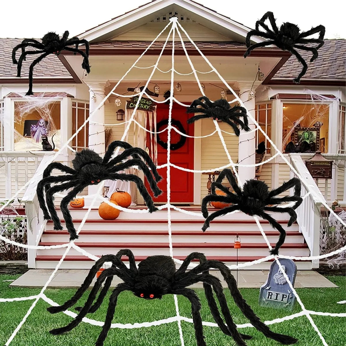 Giant Hairy Black Spider – Outdoor Halloween Yard Decor, 75–200cm
