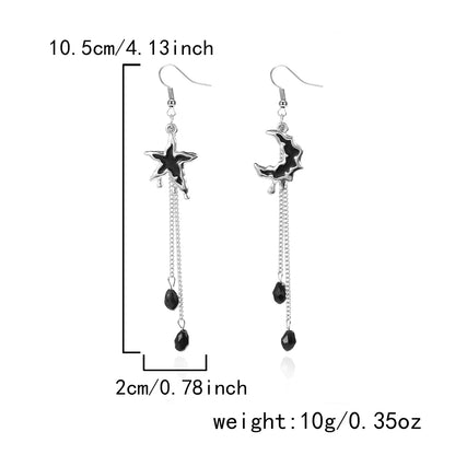 Gothic Vampire Bat Drop Earrings — Black Crystal Halloween Jewelry