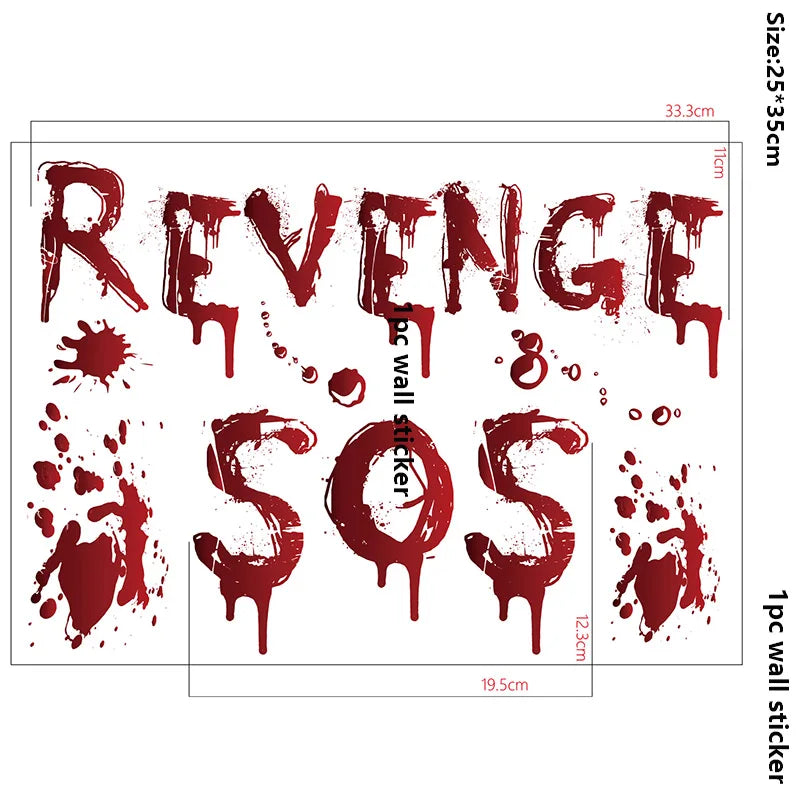 Bloody Handprint & Skull Window Stickers – Halloween Decor