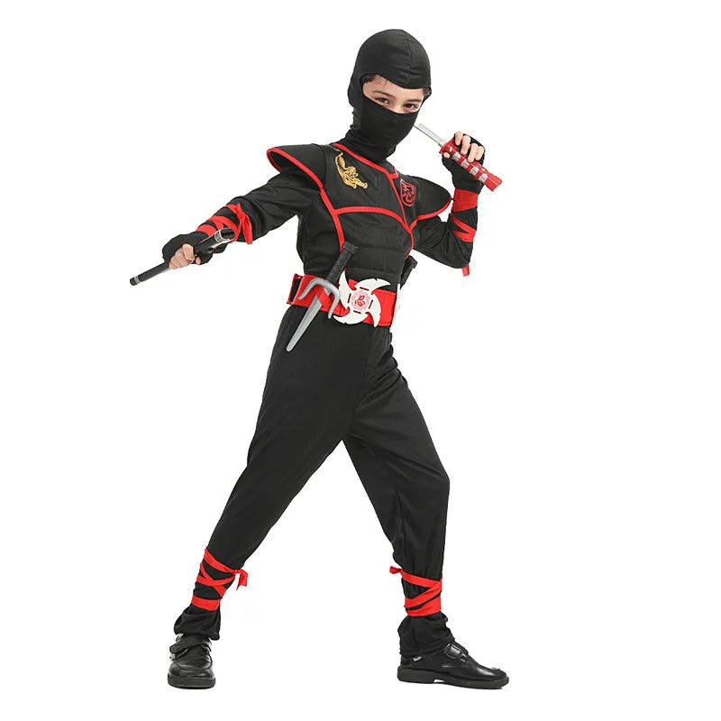 Ninja Warrior Deluxe Costume for Kids with Weapon Accessories - Halloween Kung Fu Outfit