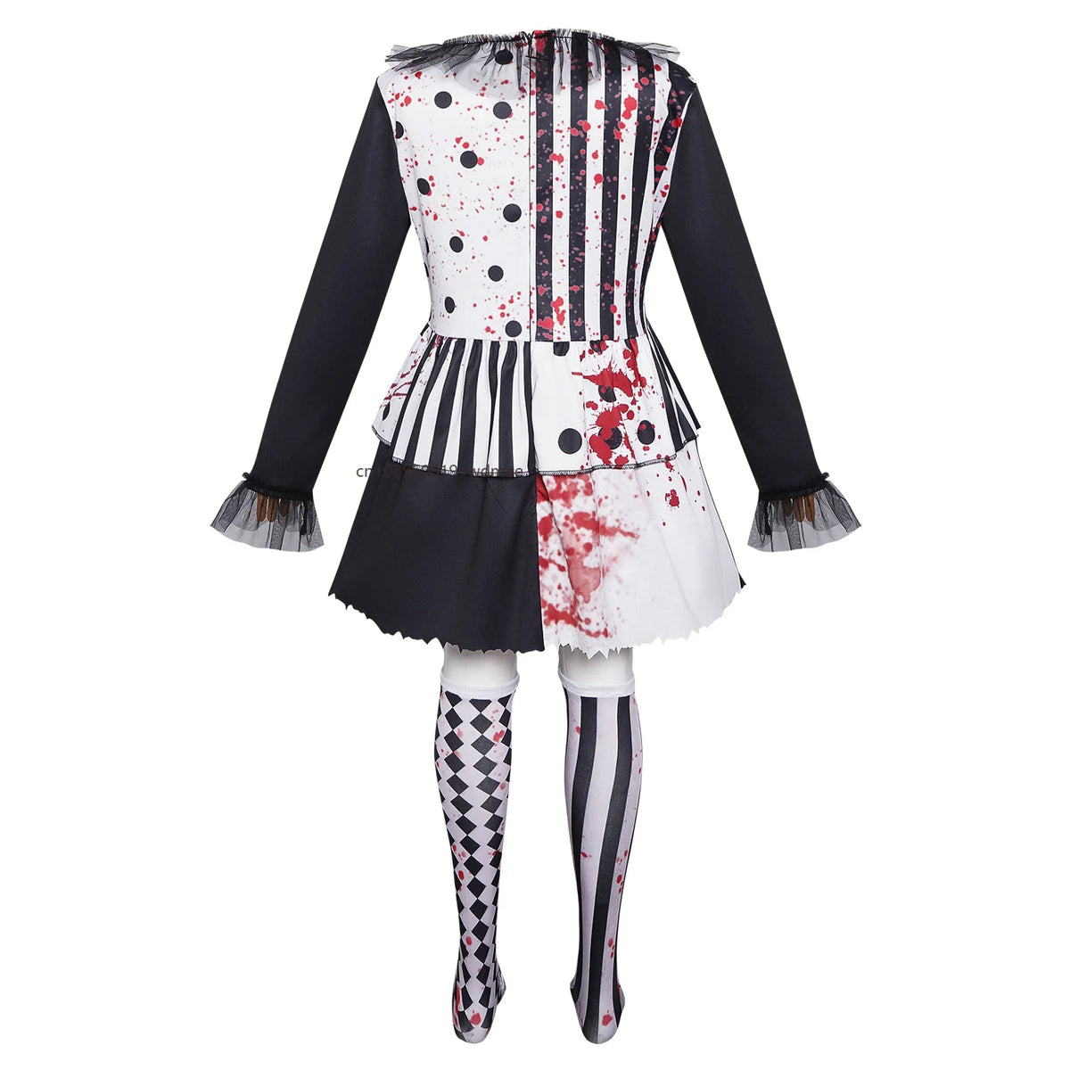 Horror Clown Costume for Women – Blood Splatter Circus Dress