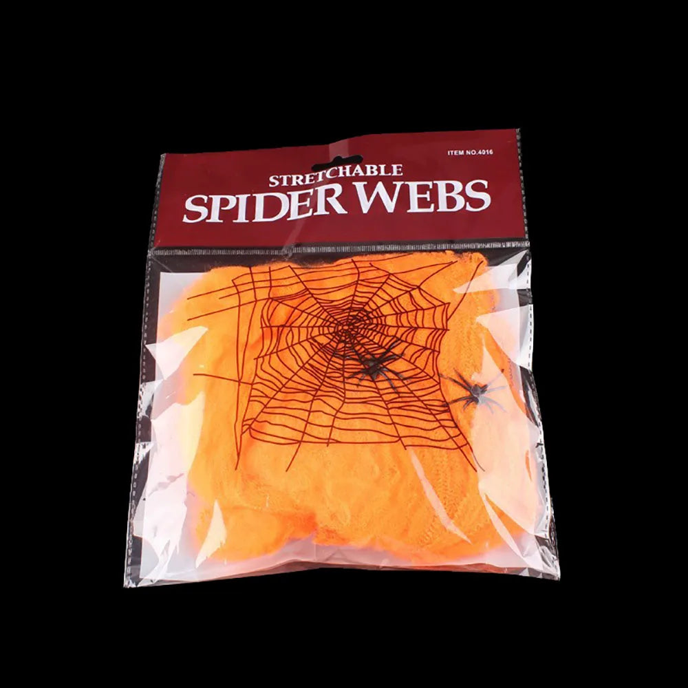 Stretchy Cobweb with Spiders – Haunted House Halloween Decor
