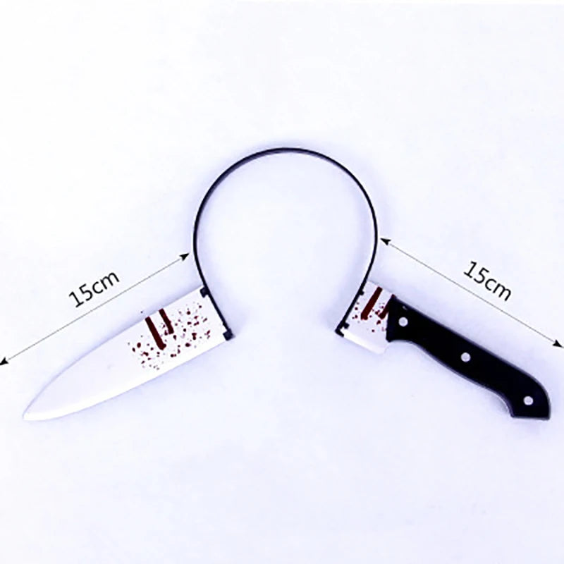Halloween Bloody Prank Headband — 3D Fake Weapon Hair Accessory